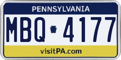 PA license plate MBQ4177