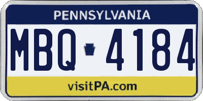 PA license plate MBQ4184