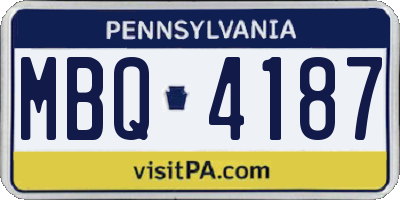 PA license plate MBQ4187