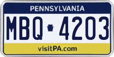 PA license plate MBQ4203