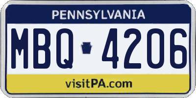 PA license plate MBQ4206