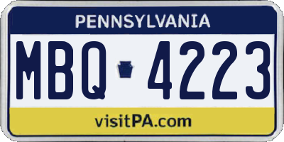 PA license plate MBQ4223