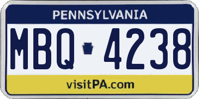 PA license plate MBQ4238