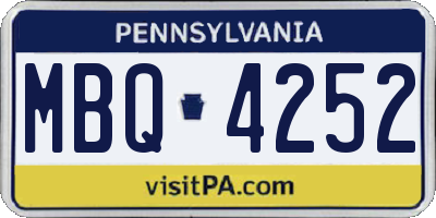PA license plate MBQ4252