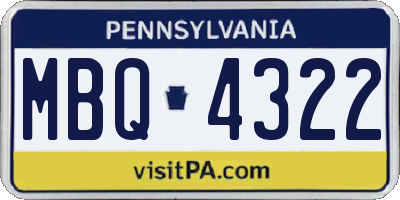 PA license plate MBQ4322