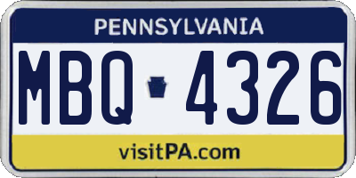 PA license plate MBQ4326