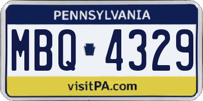 PA license plate MBQ4329