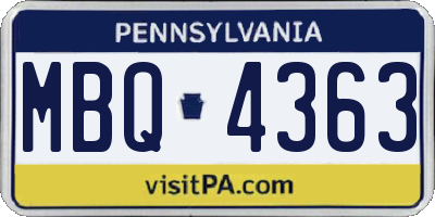 PA license plate MBQ4363