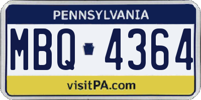 PA license plate MBQ4364