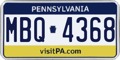 PA license plate MBQ4368