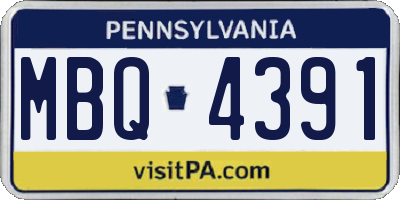 PA license plate MBQ4391