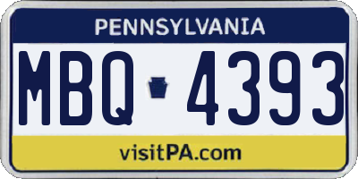 PA license plate MBQ4393
