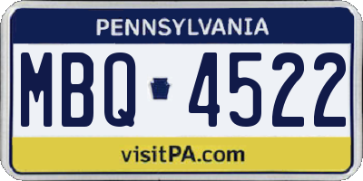 PA license plate MBQ4522