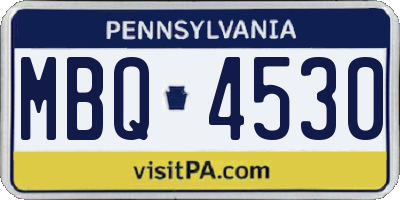 PA license plate MBQ4530