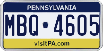 PA license plate MBQ4605