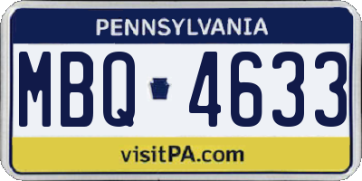 PA license plate MBQ4633