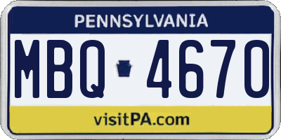 PA license plate MBQ4670