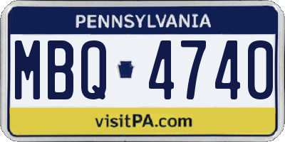 PA license plate MBQ4740