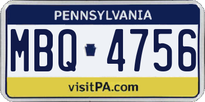 PA license plate MBQ4756