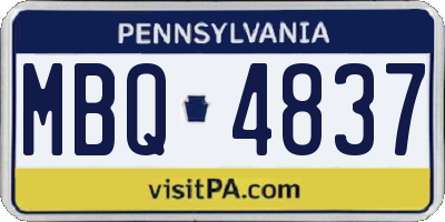 PA license plate MBQ4837