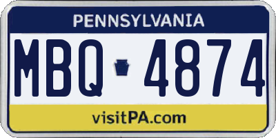 PA license plate MBQ4874
