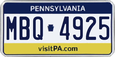 PA license plate MBQ4925