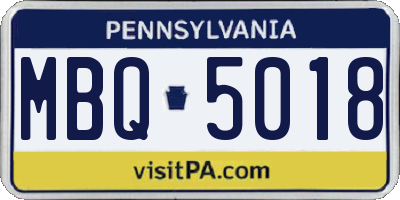 PA license plate MBQ5018