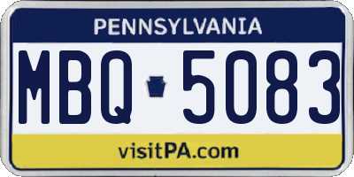 PA license plate MBQ5083