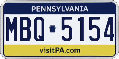 PA license plate MBQ5154