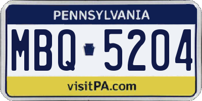 PA license plate MBQ5204