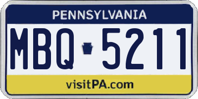 PA license plate MBQ5211