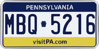 PA license plate MBQ5216