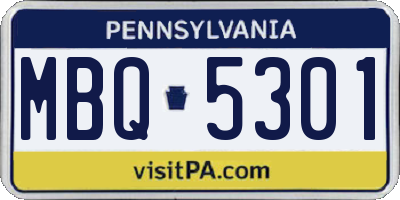 PA license plate MBQ5301