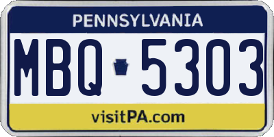 PA license plate MBQ5303