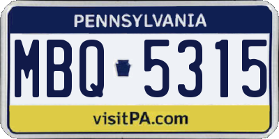 PA license plate MBQ5315
