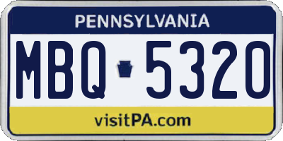 PA license plate MBQ5320