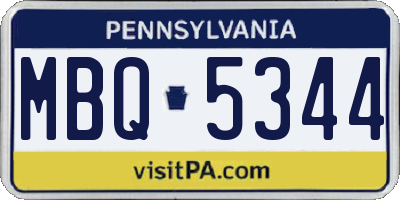 PA license plate MBQ5344