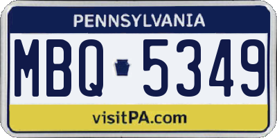 PA license plate MBQ5349
