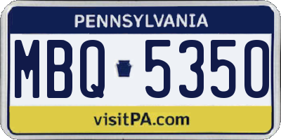 PA license plate MBQ5350