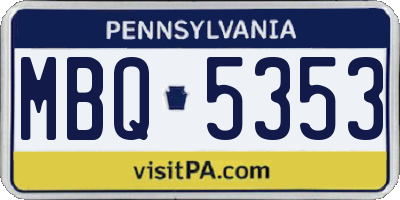 PA license plate MBQ5353