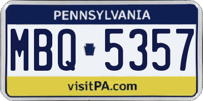 PA license plate MBQ5357