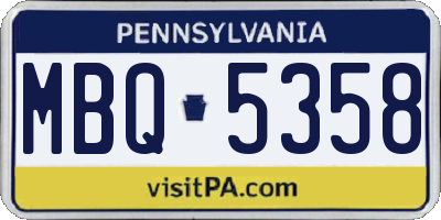 PA license plate MBQ5358