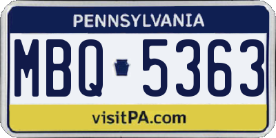 PA license plate MBQ5363