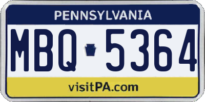 PA license plate MBQ5364