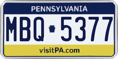 PA license plate MBQ5377