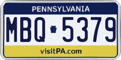 PA license plate MBQ5379