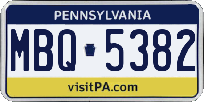 PA license plate MBQ5382