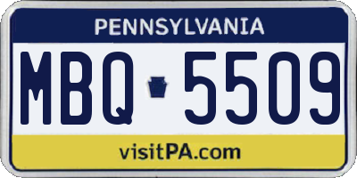PA license plate MBQ5509