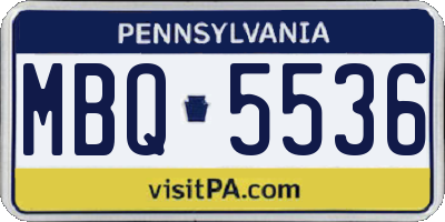 PA license plate MBQ5536