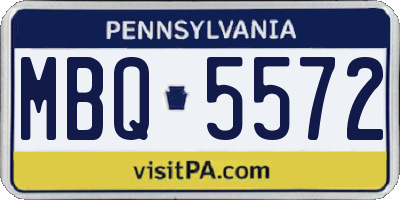 PA license plate MBQ5572